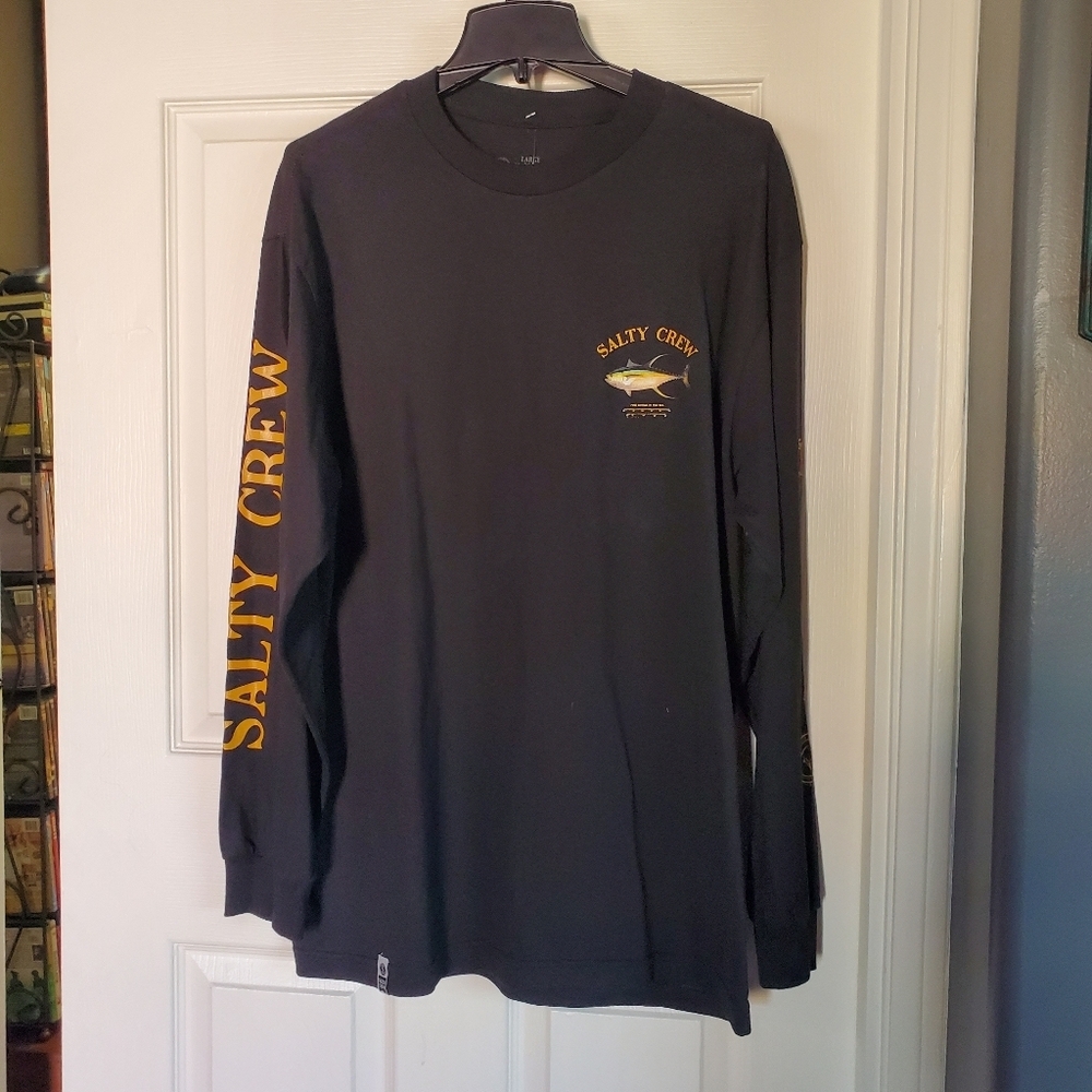 Salty Crew Ahi Mount Long Sleeves Graphic T-shirts Black Lifestyle Beach Large